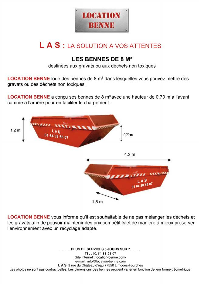 Dimensions benne 8 m³