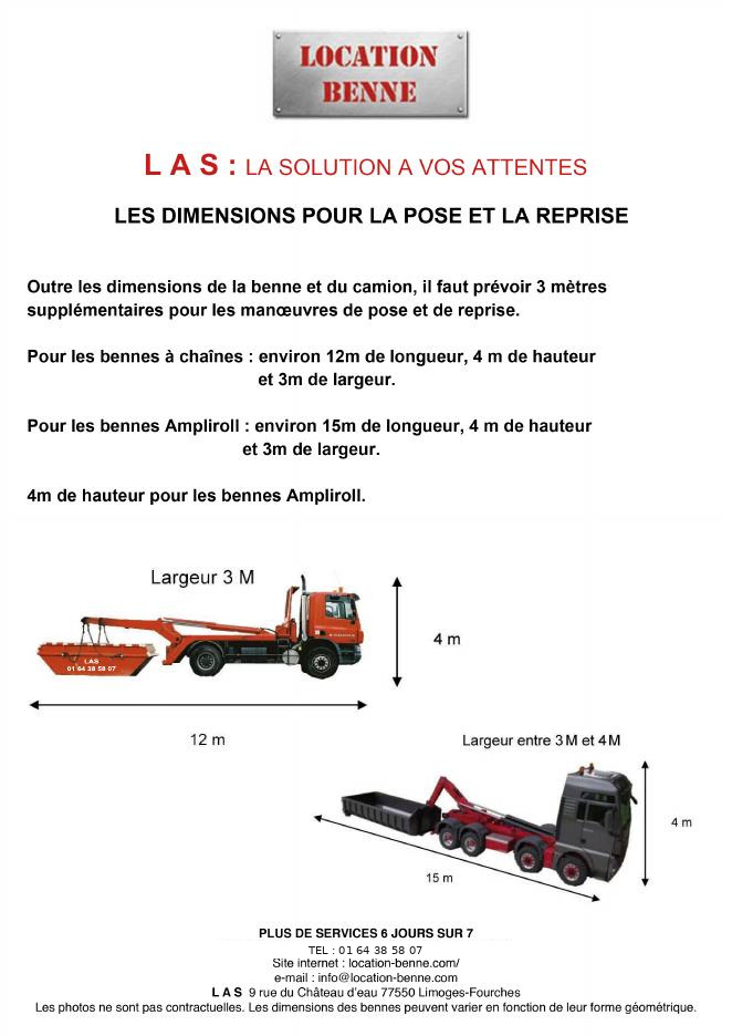 Dimensions camion et espace nécessaire pour pose et reprise